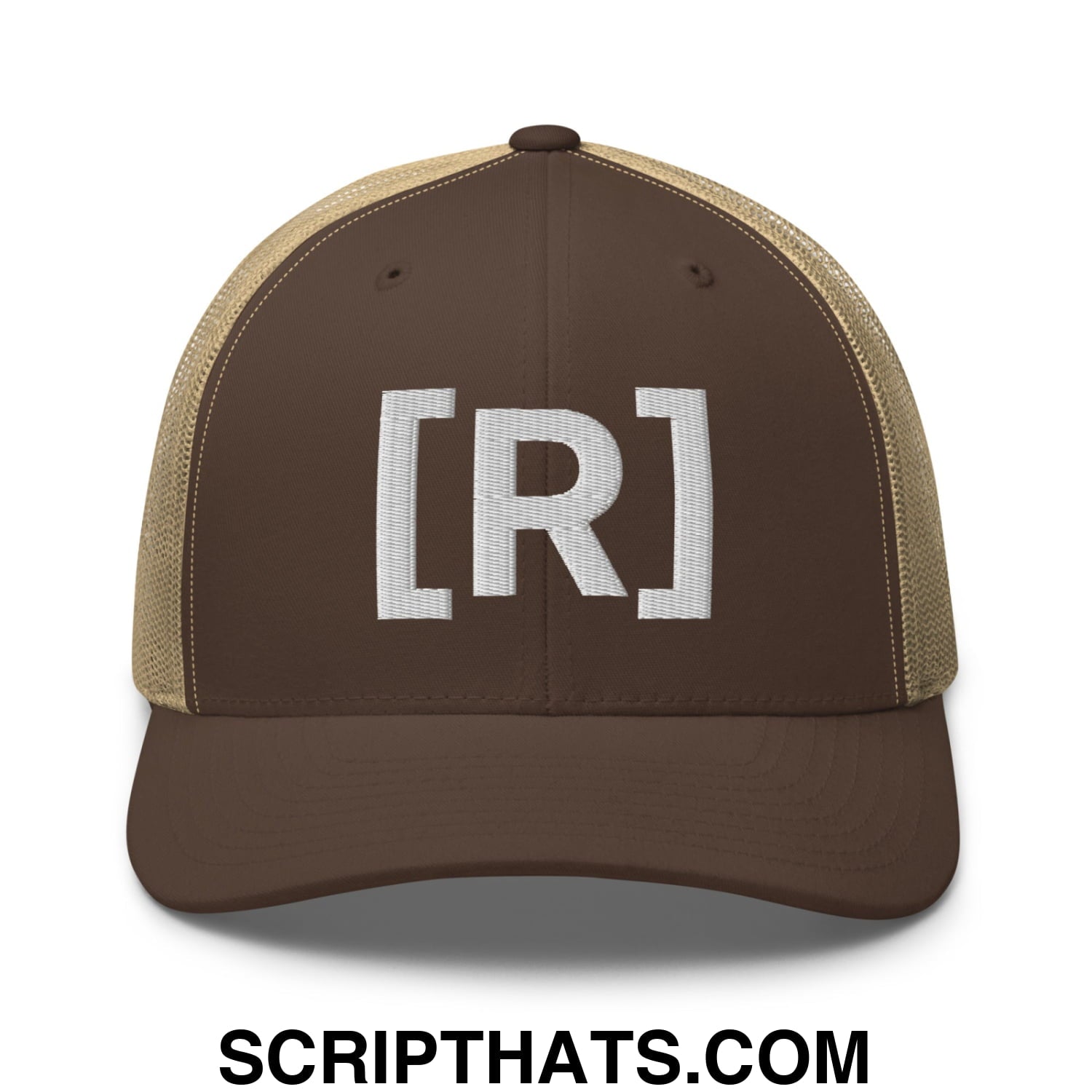 Residente Embroidered Mesh Trucker Hat Brown Khaki