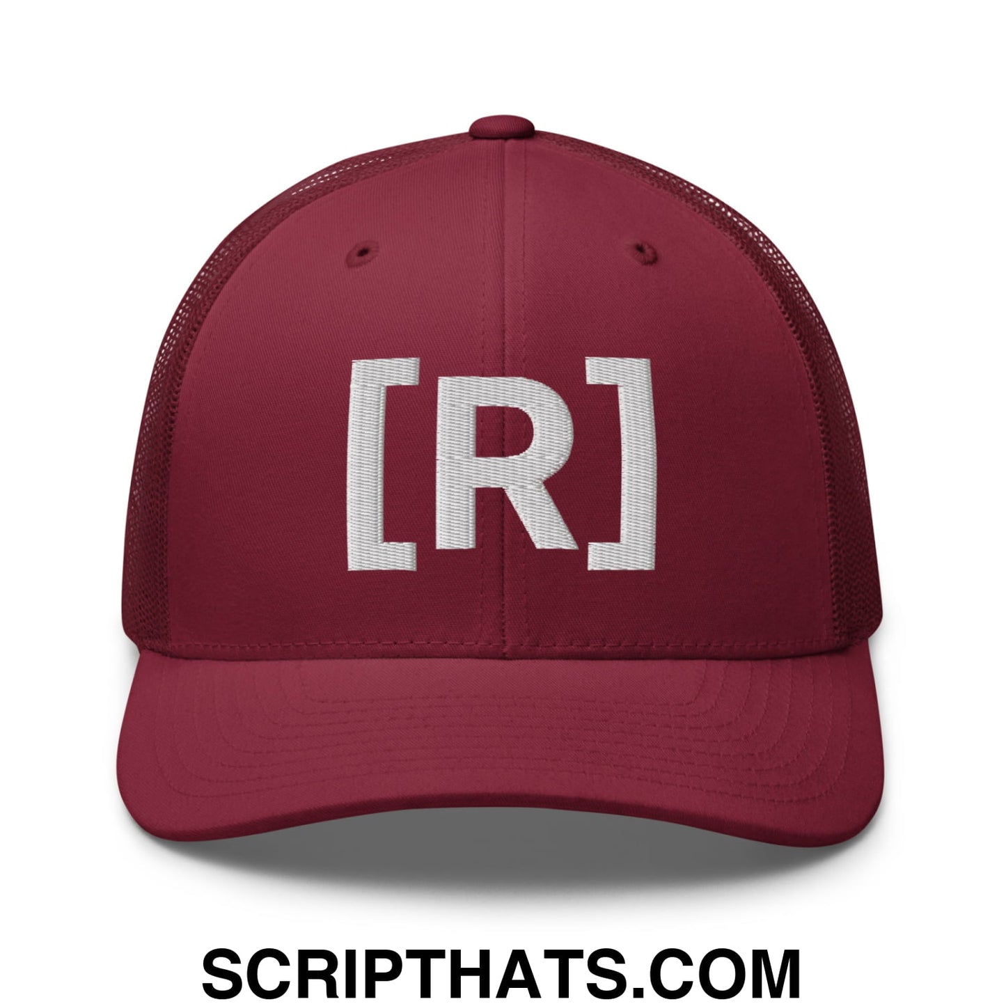 Residente Embroidered Mesh Trucker Hat Cranberry