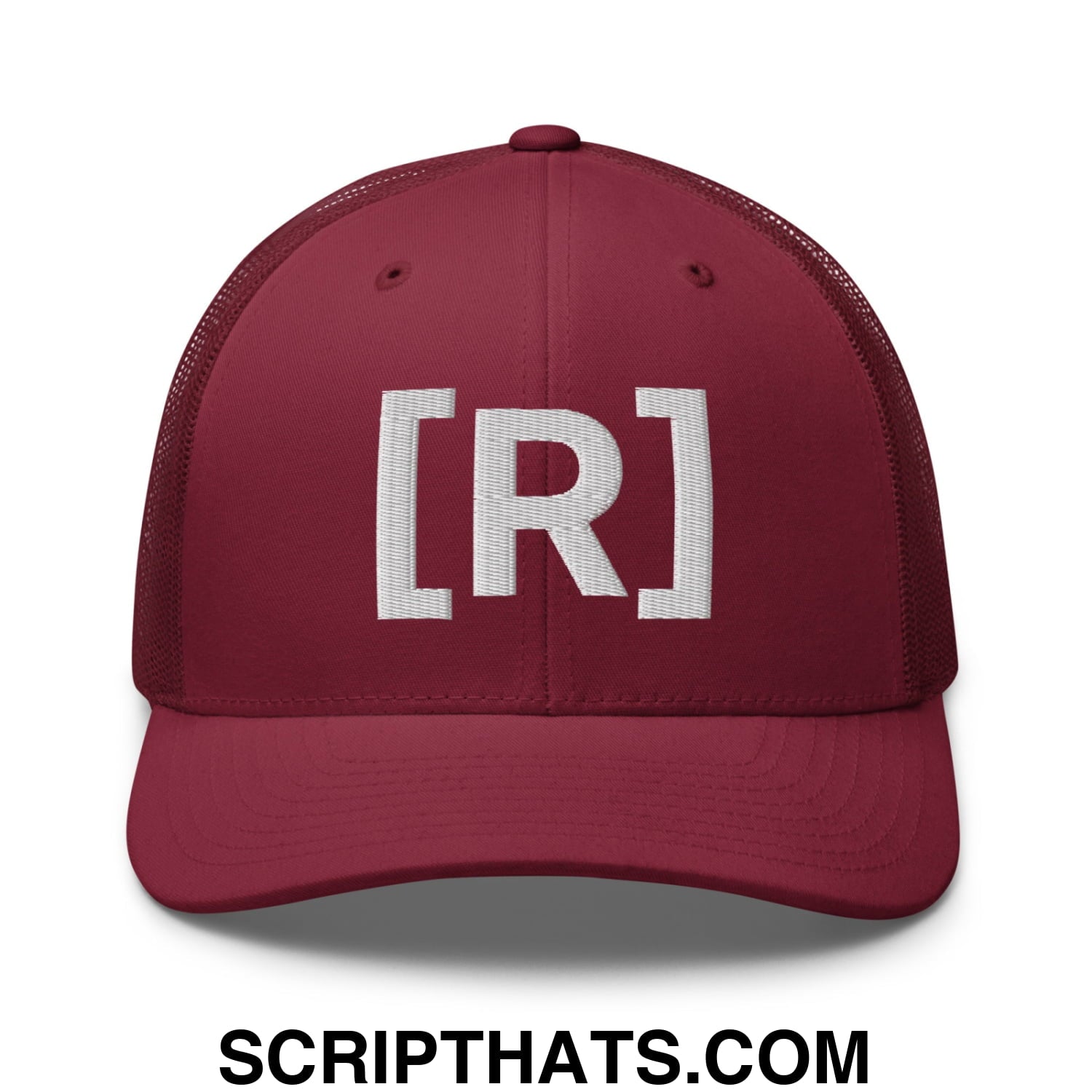 Residente Embroidered Mesh Trucker Hat Cranberry