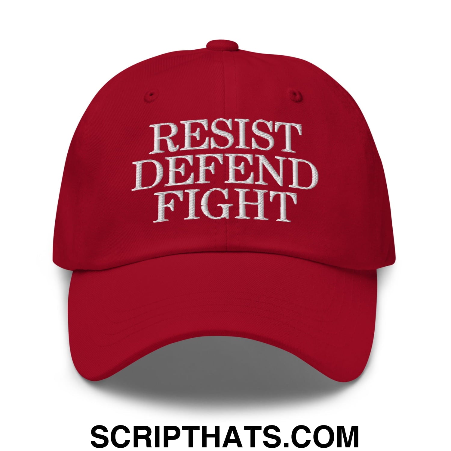 Resist Defend Fight Embroidered Unstructured Dad Hat Cranberry