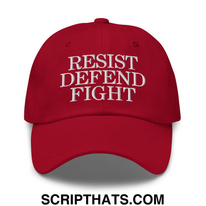 Resist Defend Fight Embroidered Unstructured Dad Hat Cranberry