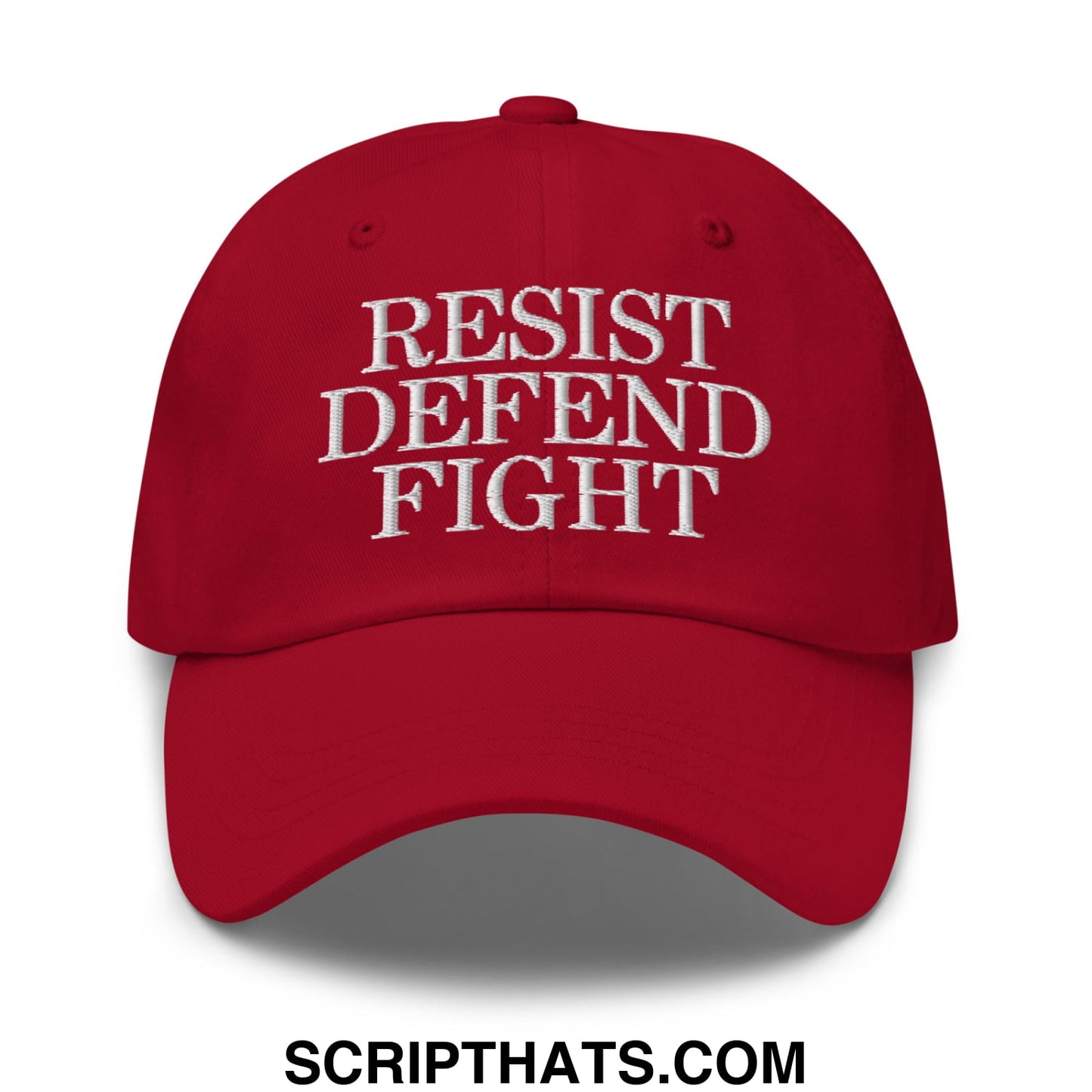 Resist Defend Fight Embroidered Unstructured Dad Hat Cranberry
