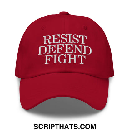 Resist Defend Fight Embroidered Unstructured Dad Hat Cranberry
