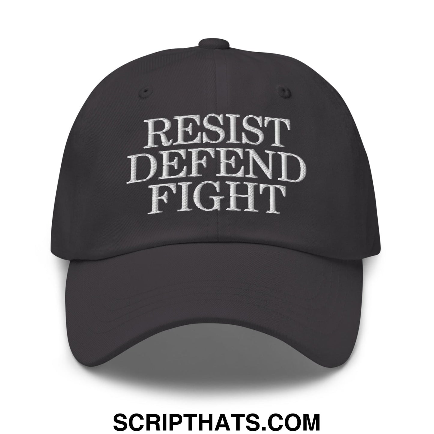 Resist Defend Fight Embroidered Unstructured Dad Hat Dark Grey