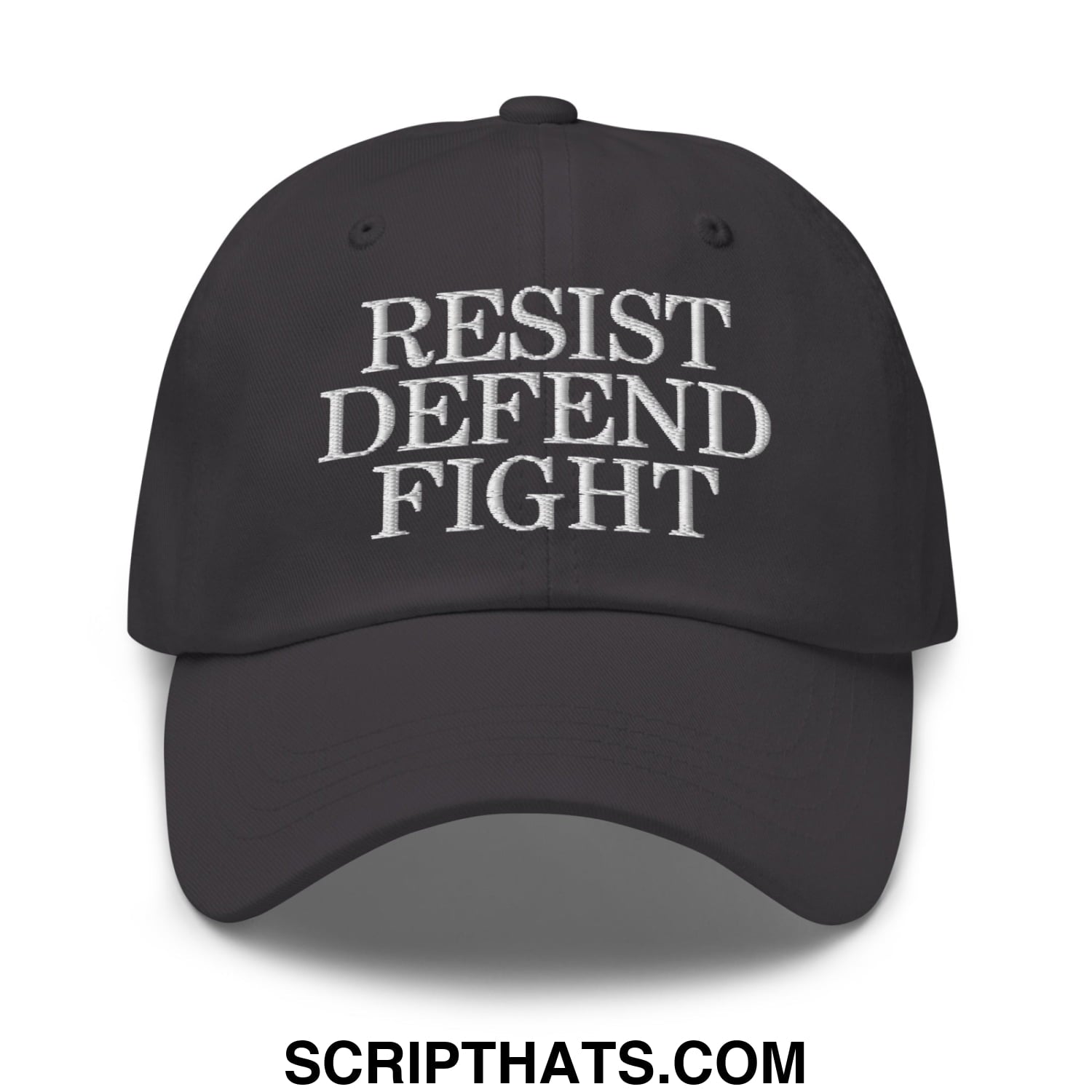 Resist Defend Fight Embroidered Unstructured Dad Hat Dark Grey