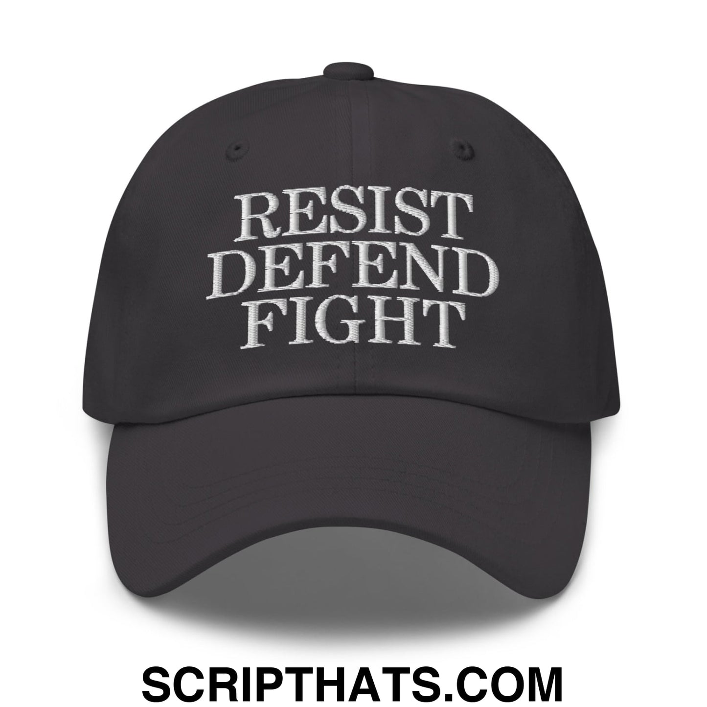 Resist Defend Fight Embroidered Unstructured Dad Hat Dark Grey