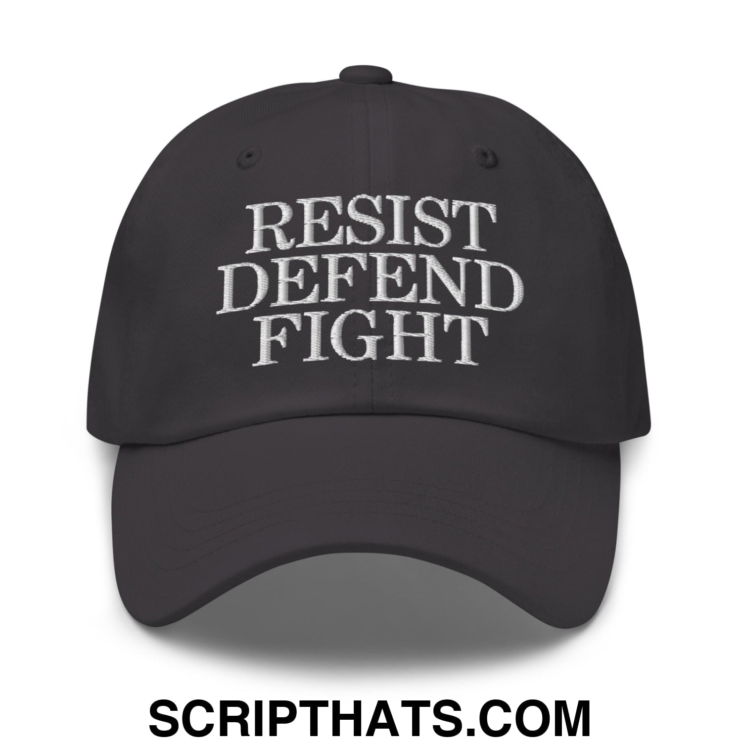 Resist Defend Fight Embroidered Unstructured Dad Hat Dark Grey