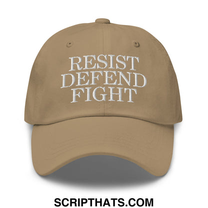 Resist Defend Fight Embroidered Unstructured Dad Hat Khaki