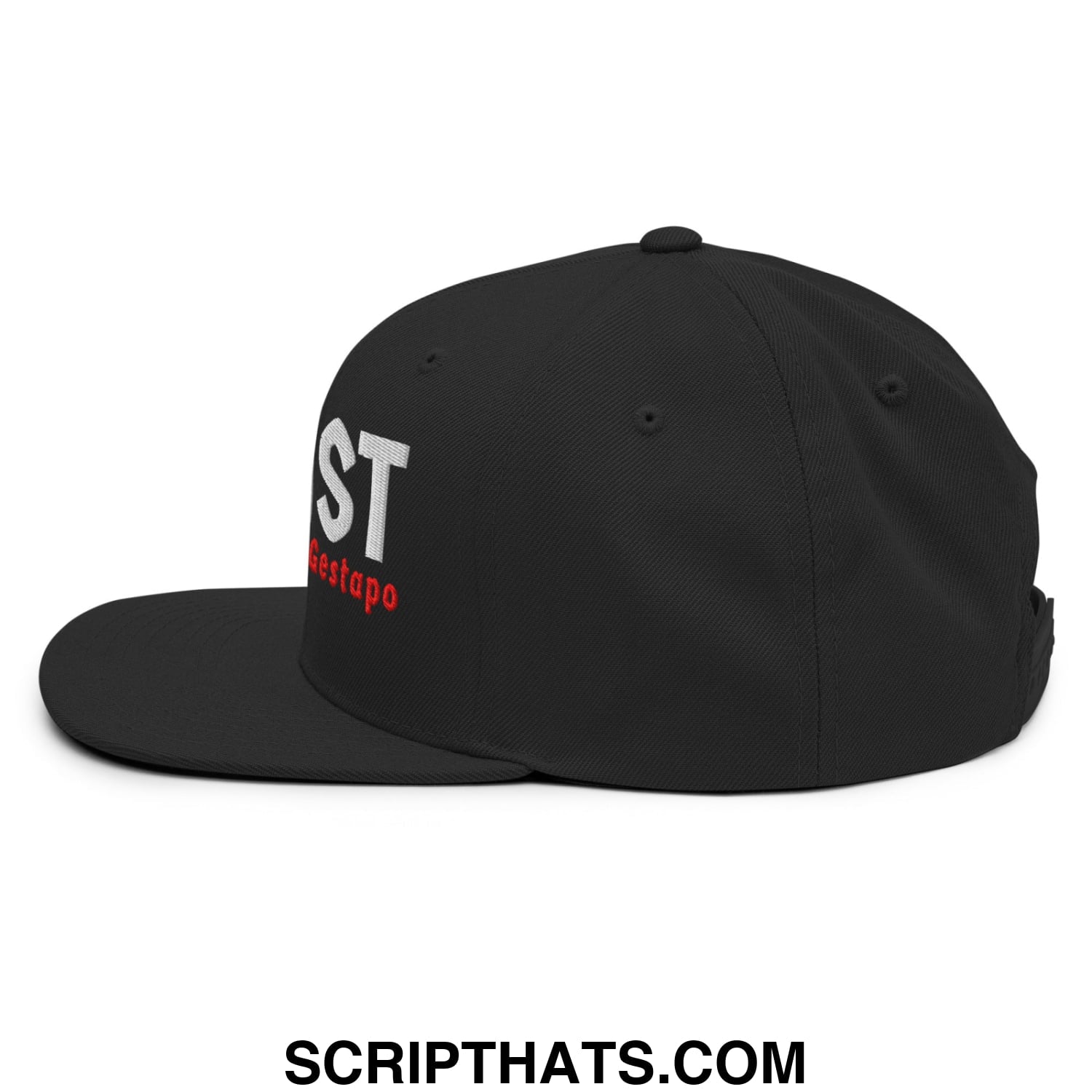 Resist The American Gestapo Embroidered Flat Bill Brim Snapback Hat Black