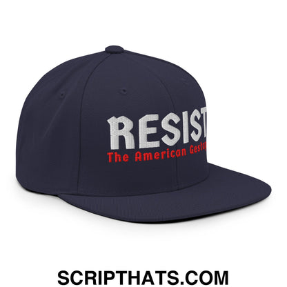 Resist The American Gestapo Embroidered Flat Bill Brim Snapback Hat Navy