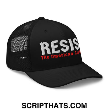 Resist The American Gestapo Embroidered Mesh Trucker Hat Black