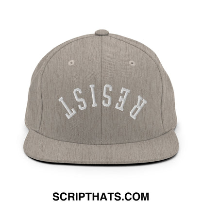 Resist Upside Down Embroidered Flat Bill Brim Snapback Hat Heather Grey