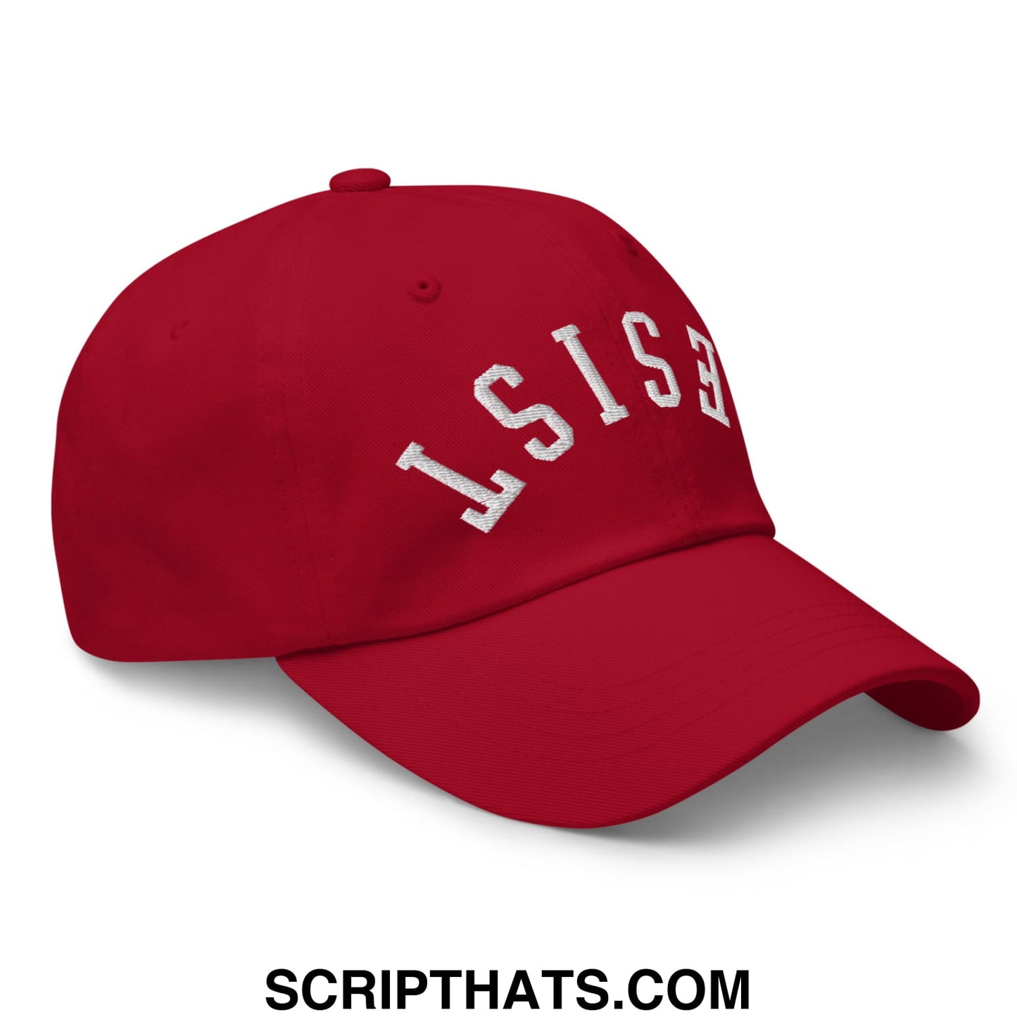Resist Upside Down Embroidered Unstructured Dad Hat Cranberry