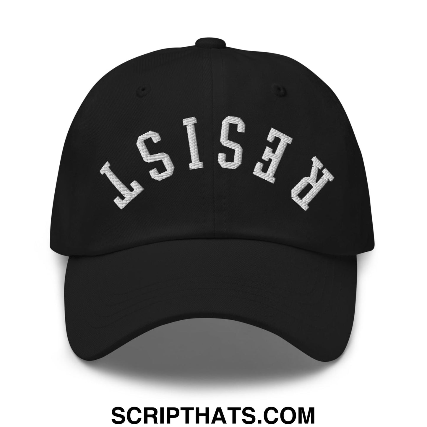 Resist Upside Down Embroidered Unstructured Dad Hat Black
