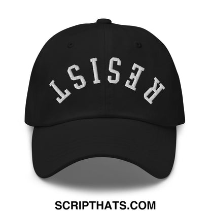 Resist Upside Down Embroidered Unstructured Dad Hat Black