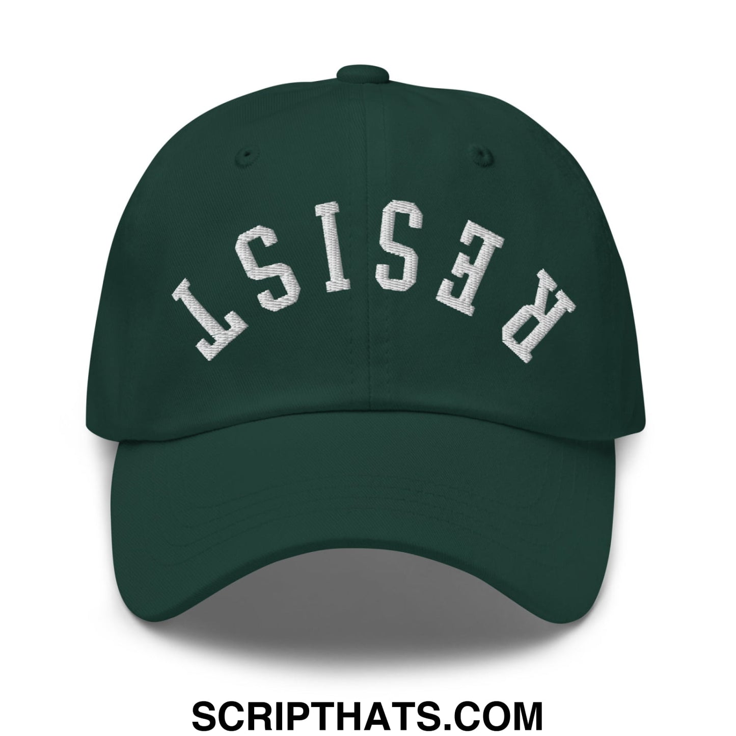 Resist Upside Down Embroidered Unstructured Dad Hat Spruce