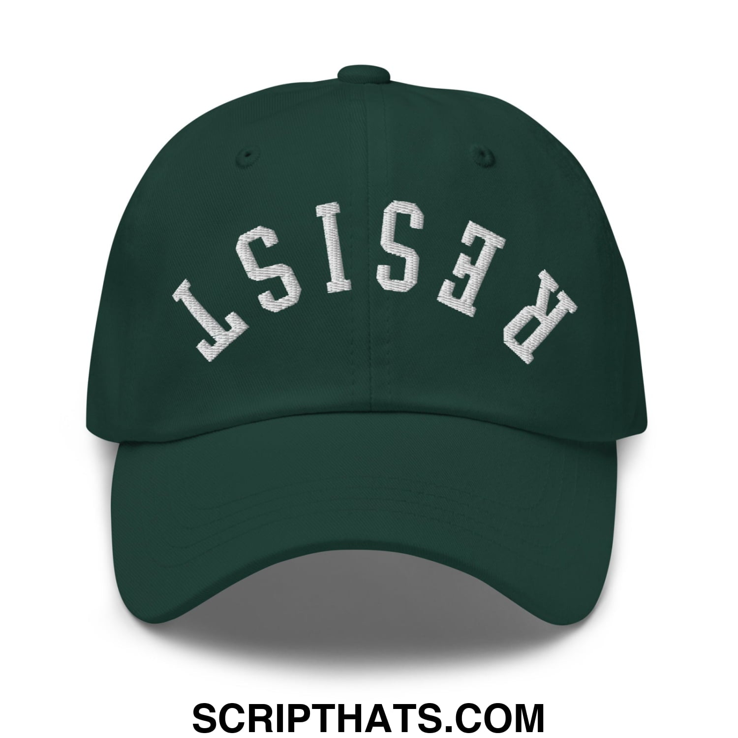 Resist Upside Down Embroidered Unstructured Dad Hat Spruce