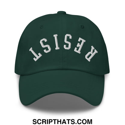 Resist Upside Down Embroidered Unstructured Dad Hat Spruce