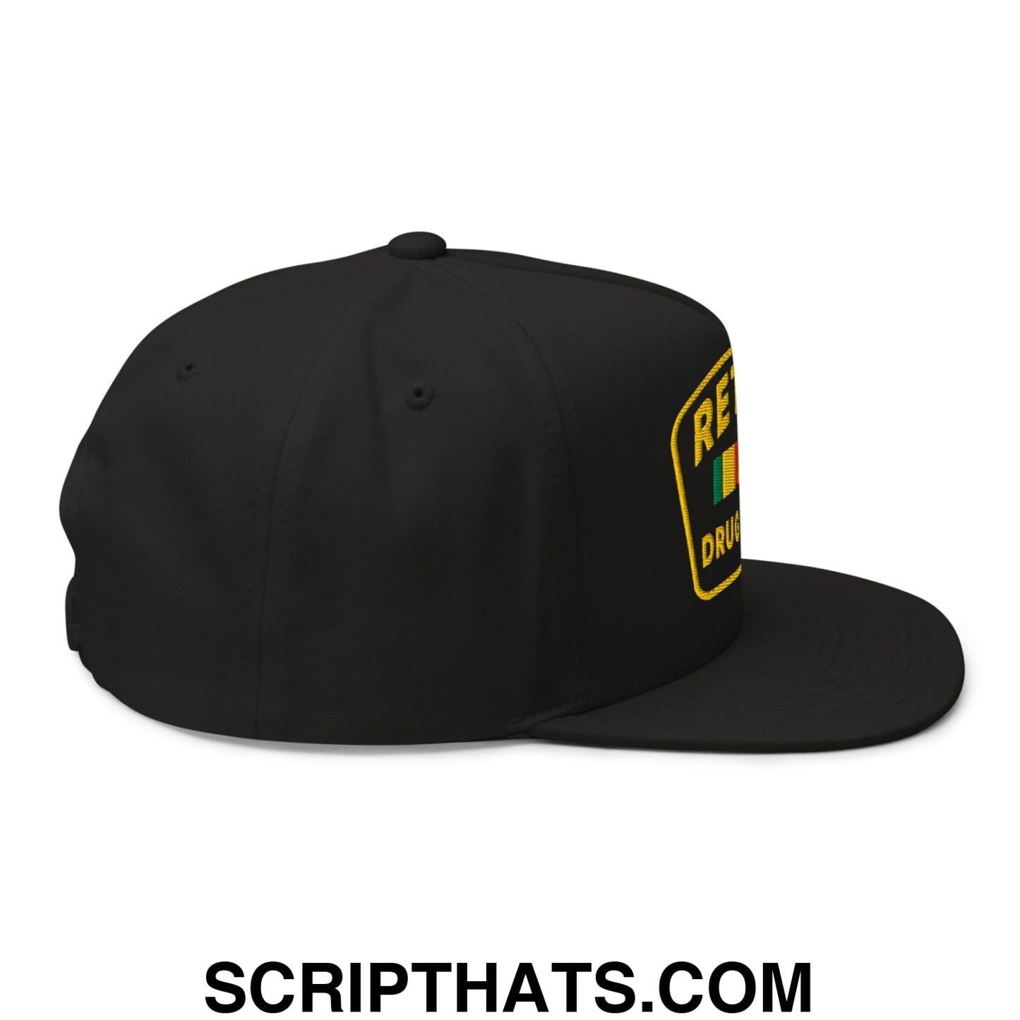 Retired Drug Dealer Embroidered Flat Bill Brim 5 Panel Snapback Hat Default Title