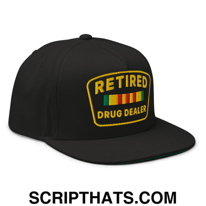 Retired Drug Dealer Embroidered Flat Bill Brim 5 Panel Snapback Hat Default Title