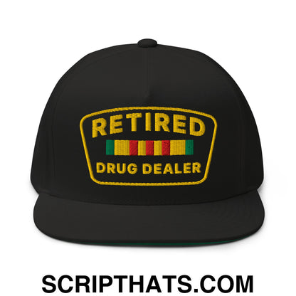 Retired Drug Dealer Embroidered Flat Bill Brim 5 Panel Snapback Hat Default Title