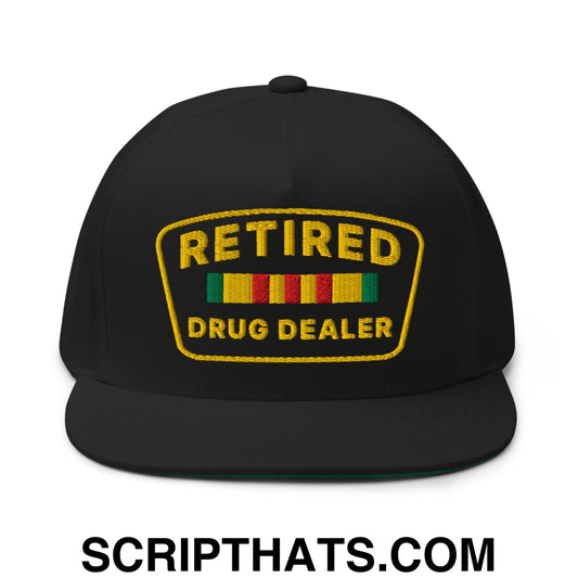 Retired Drug Dealer Embroidered Flat Bill Brim 5 Panel Snapback Hat Default Title