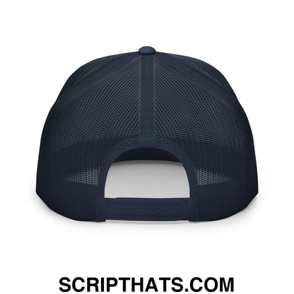 Retired Drug Dealer Embroidered Flat Bill Brim Mesh Trucker Hat Navy