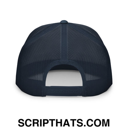 Retired Drug Dealer Embroidered Flat Bill Brim Mesh Trucker Hat Navy
