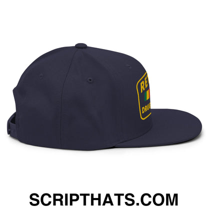 Retired Drug Dealer Embroidered Flat Bill Brim Snapback Hat Navy