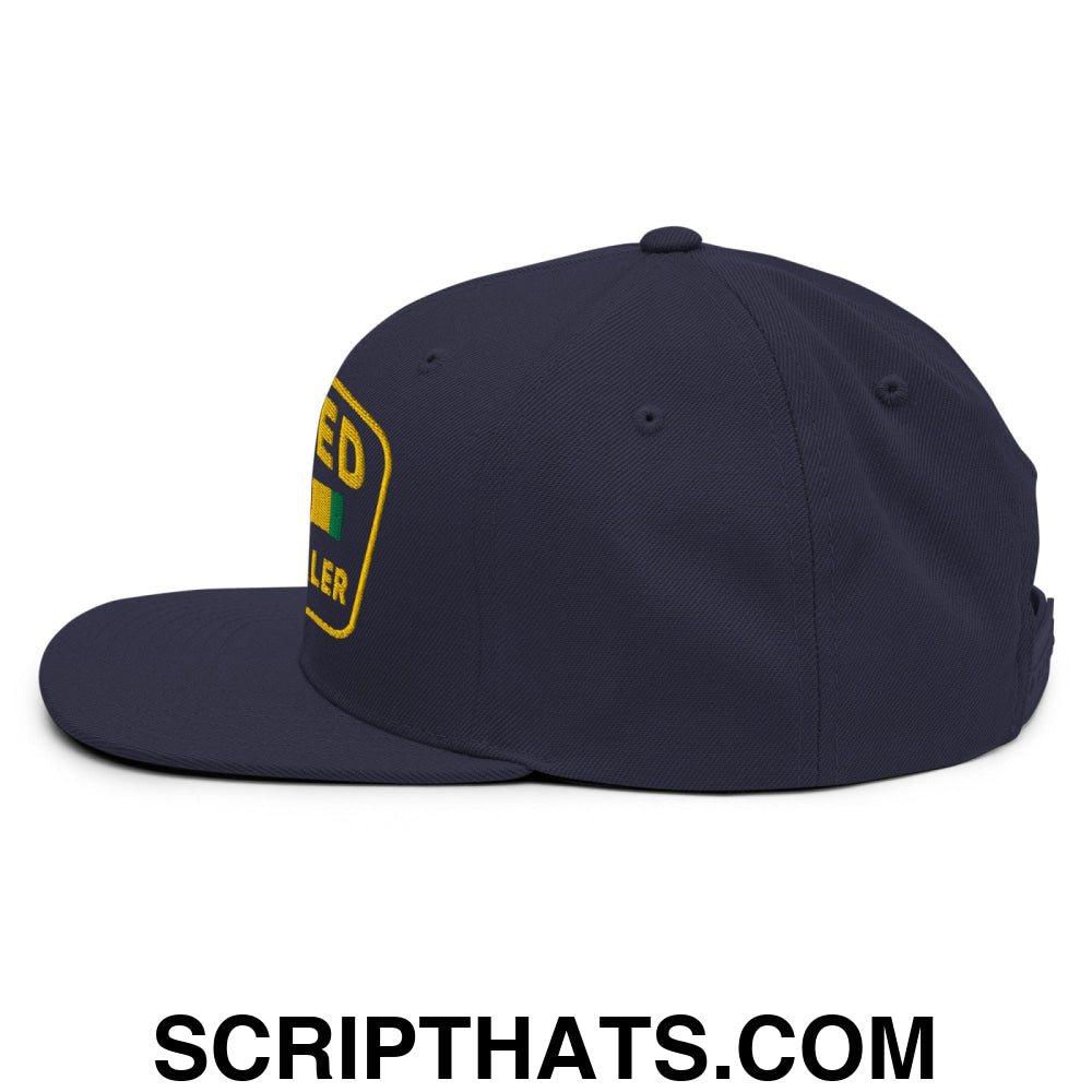 Retired Drug Dealer Embroidered Flat Bill Brim Snapback Hat Navy