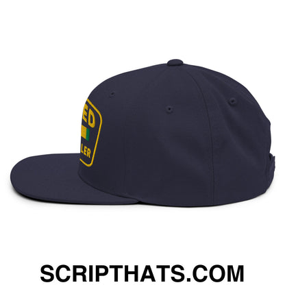 Retired Drug Dealer Embroidered Flat Bill Brim Snapback Hat Navy