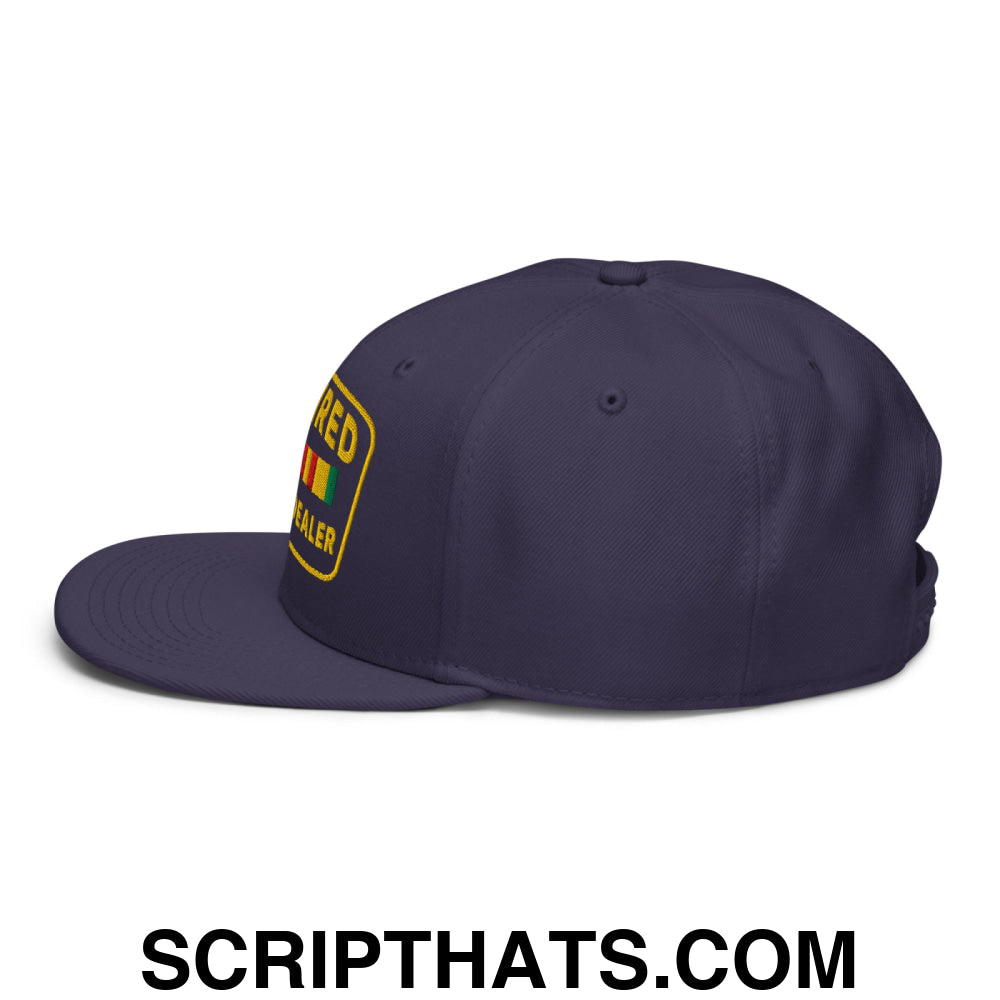 Retired Drug Dealer Embroidered Flat Brim Bill Snapback Hat Navy blue