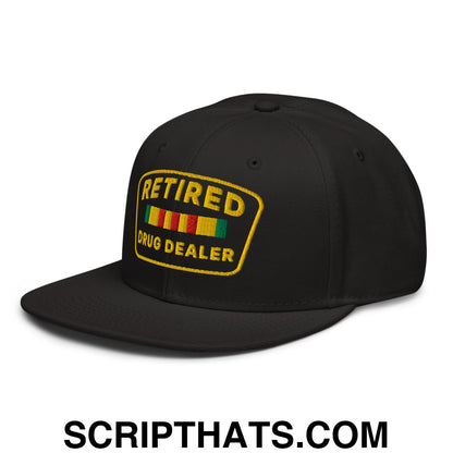 Retired Drug Dealer Embroidered Flat Brim Bill Snapback Hat Black