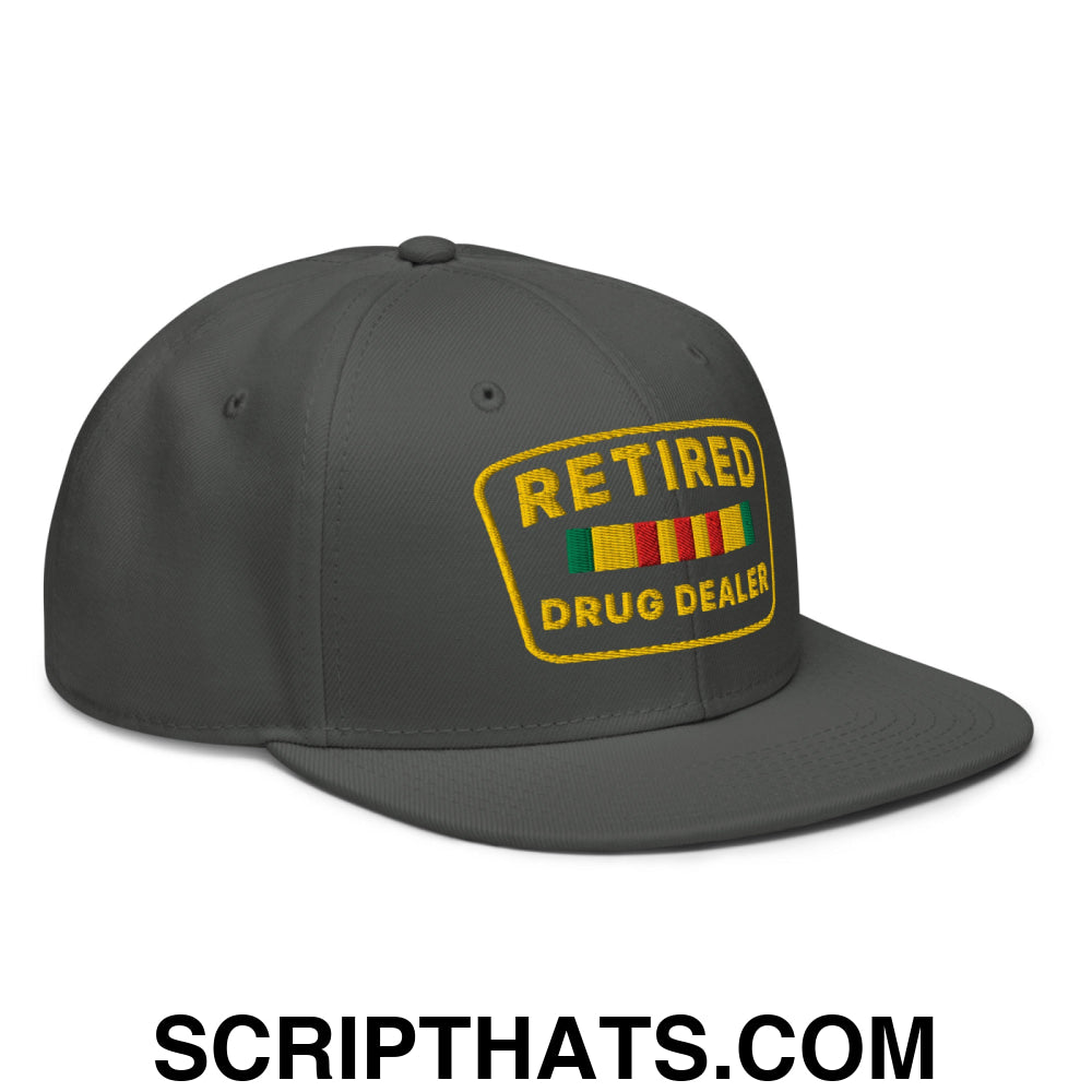 Retired Drug Dealer Embroidered Flat Brim Bill Snapback Hat Charcoal gray