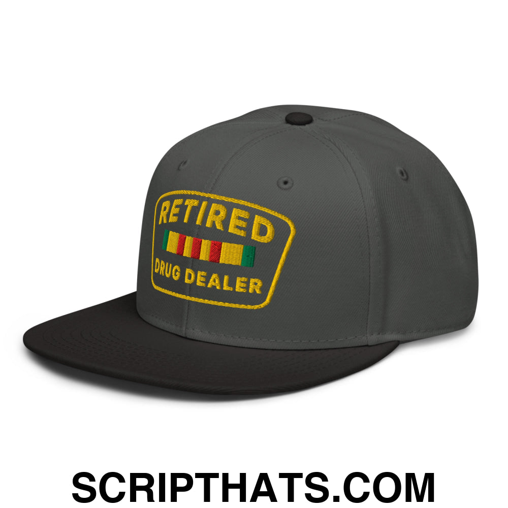 Retired Drug Dealer Embroidered Flat Brim Bill Snapback Hat Black Charcoal gray Charcoal gray
