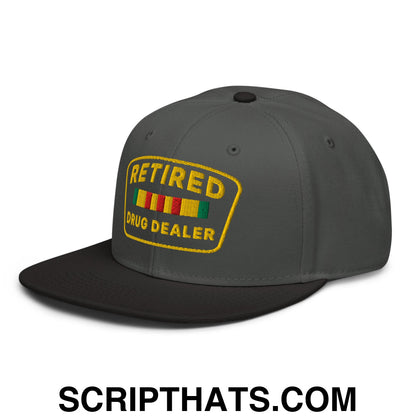 Retired Drug Dealer Embroidered Flat Brim Bill Snapback Hat Black Charcoal gray Charcoal gray