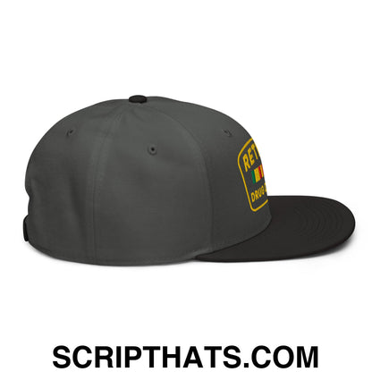 Retired Drug Dealer Embroidered Flat Brim Bill Snapback Hat Black Charcoal gray Charcoal gray