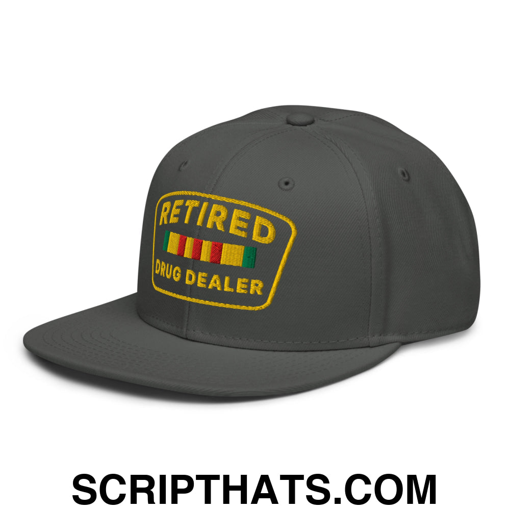 Retired Drug Dealer Embroidered Flat Brim Bill Snapback Hat Charcoal gray