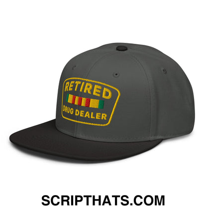 Retired Drug Dealer Embroidered Flat Brim Bill Snapback Hat Black Charcoal gray Charcoal gray