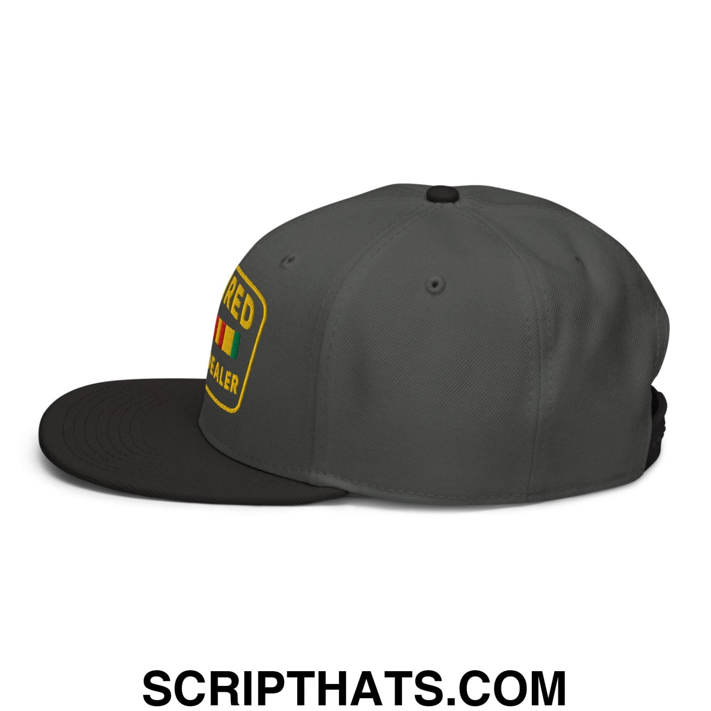 Retired Drug Dealer Embroidered Flat Brim Bill Snapback Hat Black Charcoal gray Charcoal gray