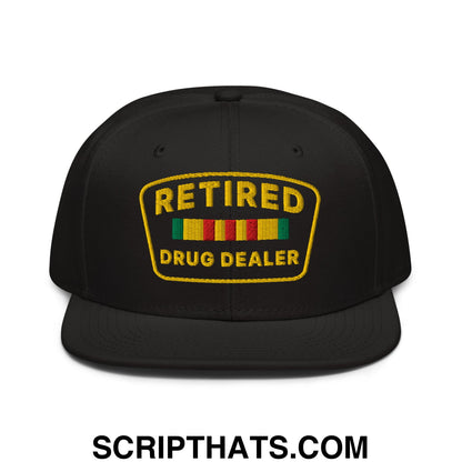 Retired Drug Dealer Embroidered Flat Brim Bill Snapback Hat Black