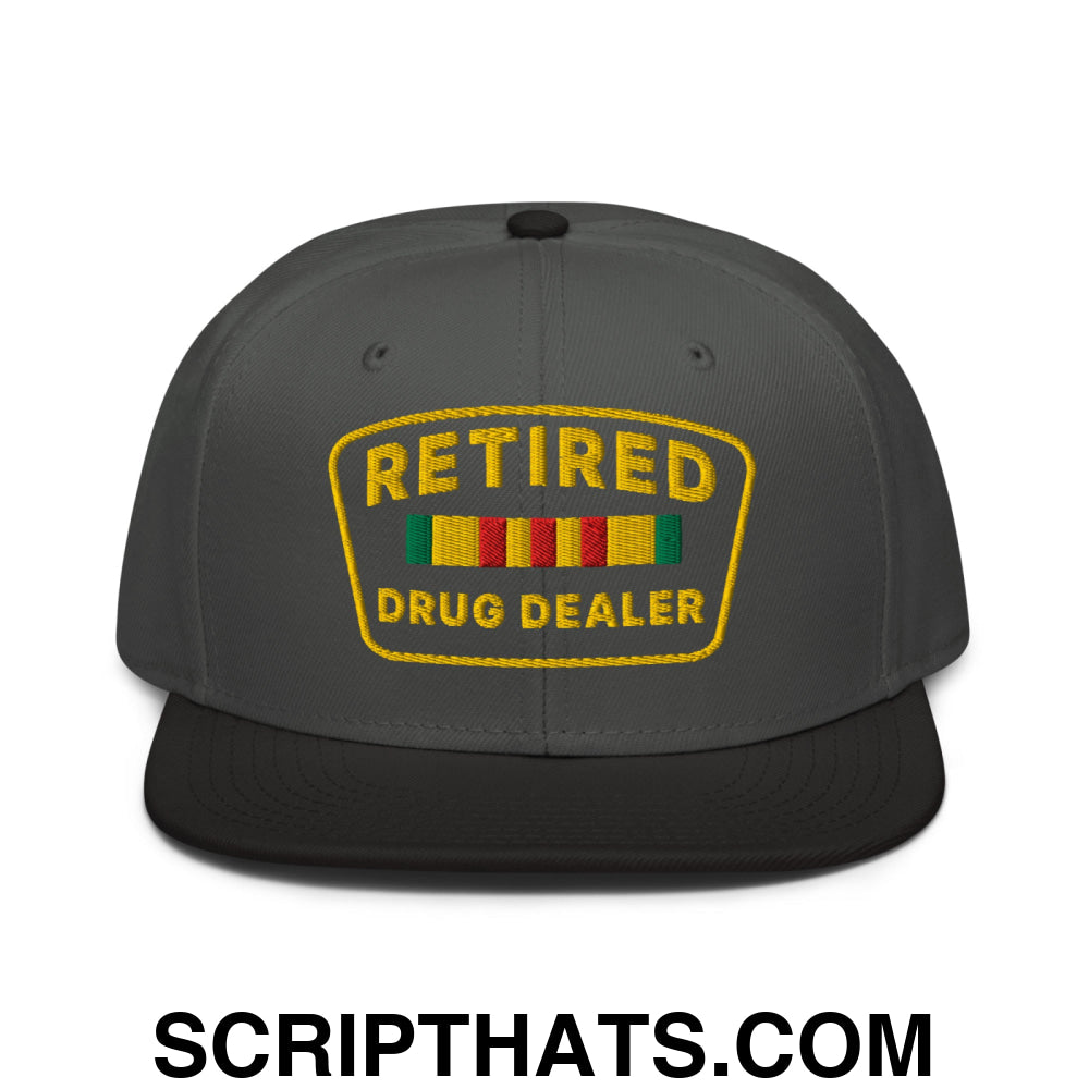 Retired Drug Dealer Embroidered Flat Brim Bill Snapback Hat Black Charcoal gray Charcoal gray