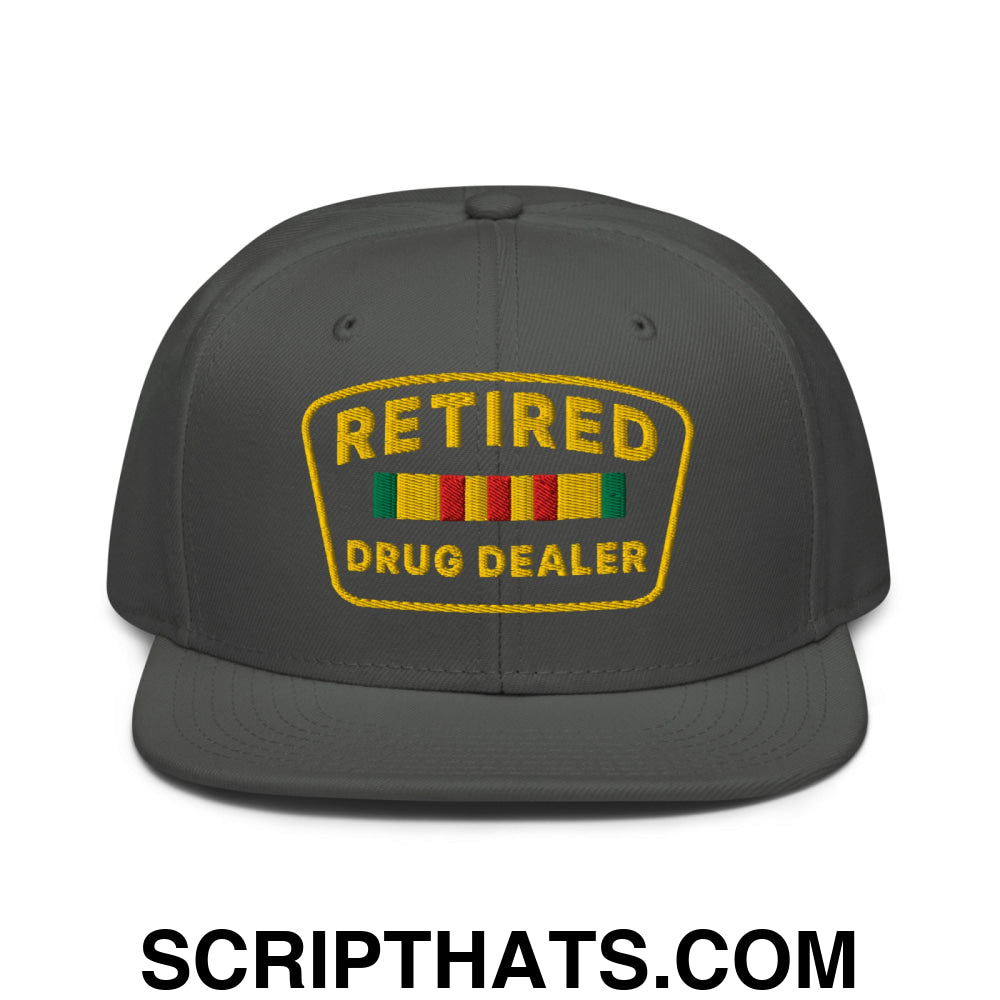 Retired Drug Dealer Embroidered Flat Brim Bill Snapback Hat Charcoal gray