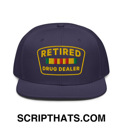 Retired Drug Dealer Embroidered Flat Brim Bill Snapback Hat Navy blue