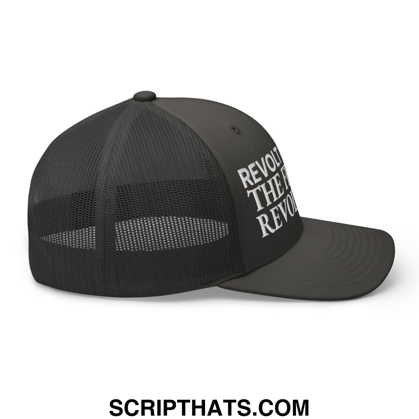 Revolt Like It's The French Revolution Embroidered Mesh Trucker Hat Charcoal