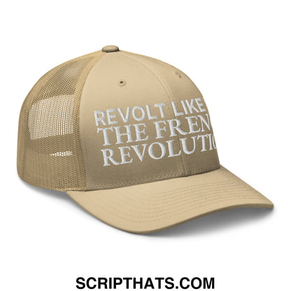 Revolt Like It's The French Revolution Embroidered Mesh Trucker Hat Khaki