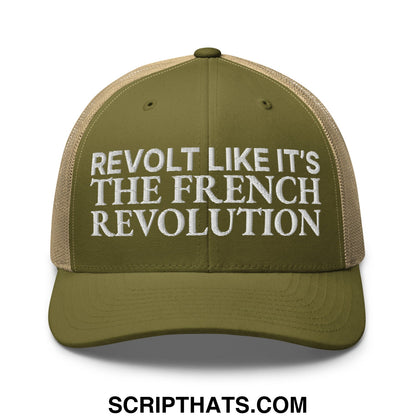 Revolt Like It's The French Revolution Embroidered Mesh Trucker Hat Moss Khaki