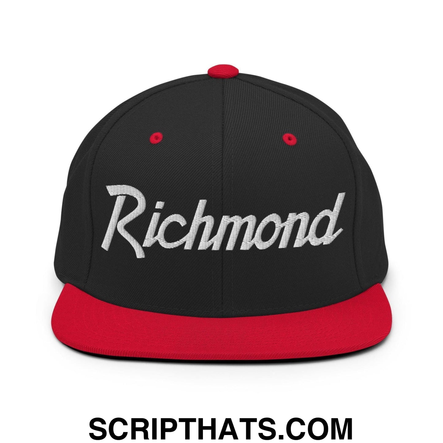Richmond Script Snapback Hat Black Red