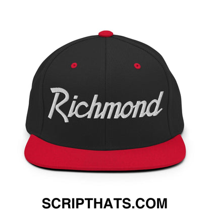 Richmond Script Snapback Hat Black Red