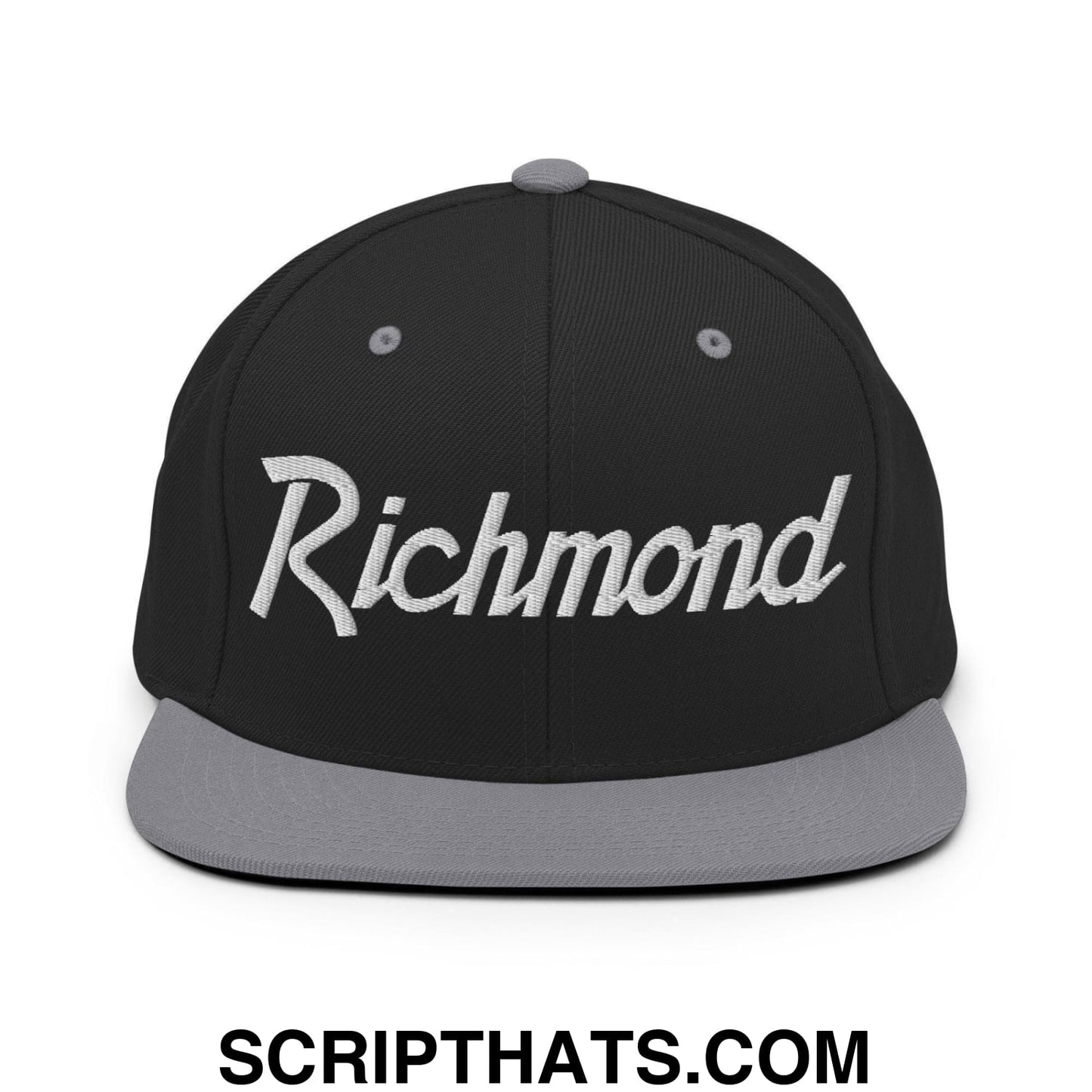 Richmond Script Snapback Hat Black Silver